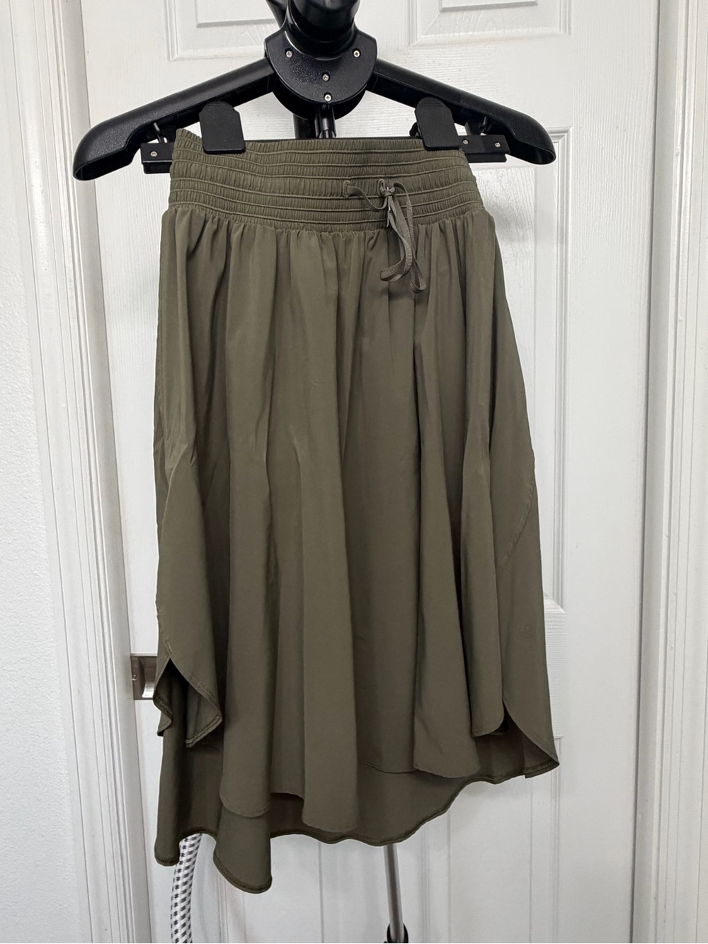 lululemon athletica Olive Green Midi Skirt with Smocked Waist